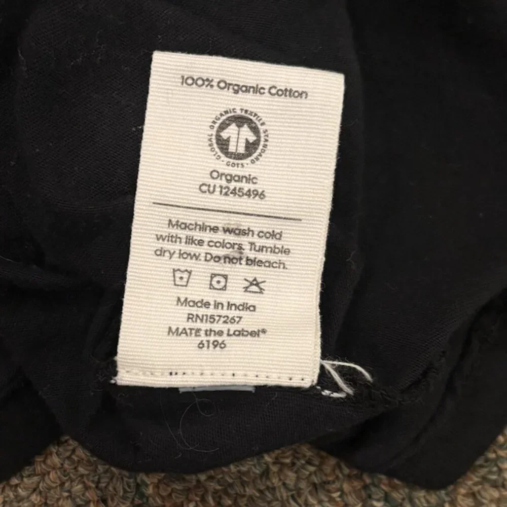 Mate 100% Organic Cotton Shrunken Tee Size XS in Jet Black Cropped T-Shirt - Picture 3 of 3